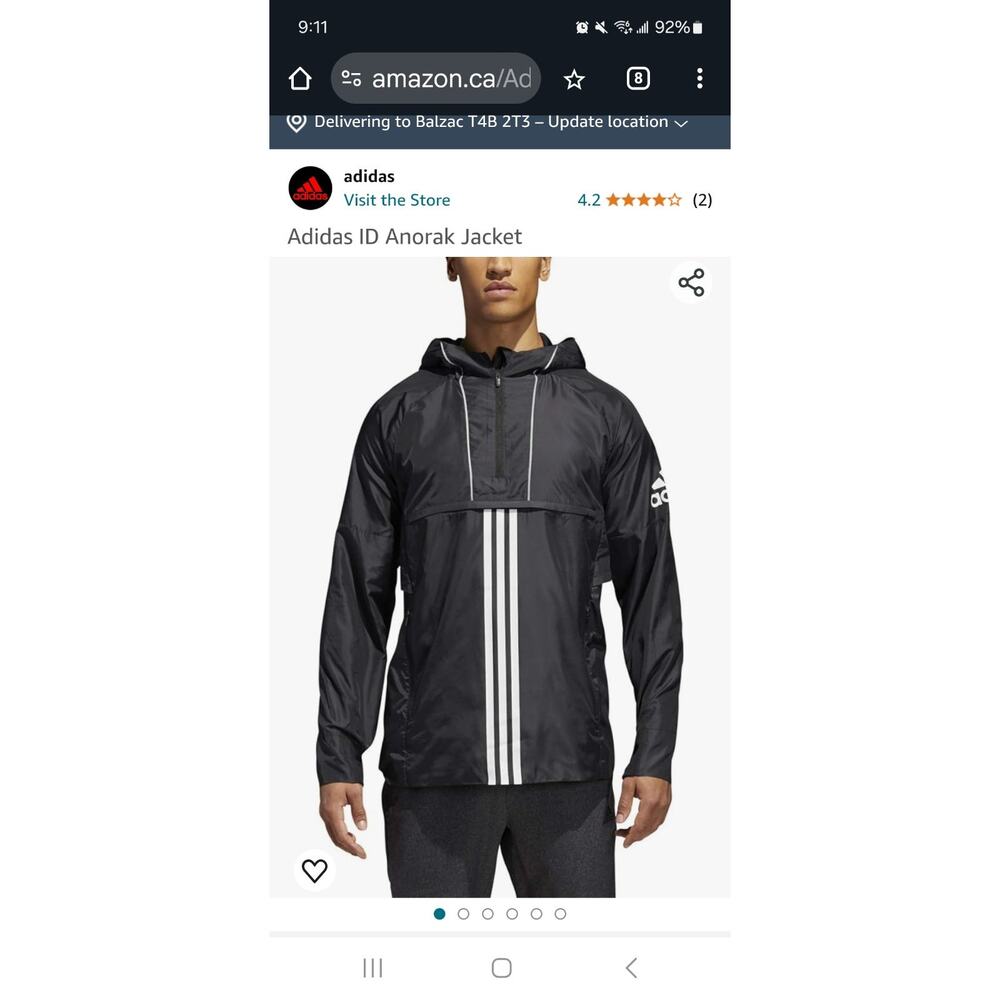 New Without Tags Adidas ID Anorak Jacket Men's Size Small Black & White